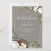 トロピカルハワイアンフローラ&ココナッツブライダルシャワー 招待状 (正面)