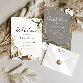 トロピカルハワイアンフローラ&ココナッツブライダルシャワー 招待状