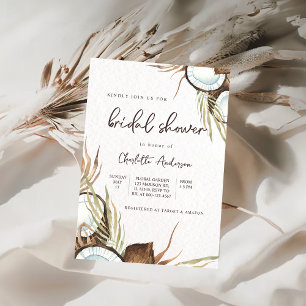 トロピカルハワイアンフローラ&ココナッツブライダルシャワー 招待状