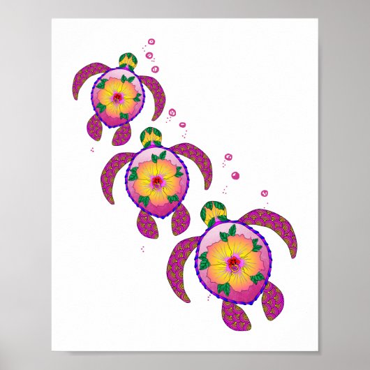 トロピカルハワイアンホヌウミガメ ポスター (正面)