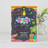 トロピカルハワイアンルアウ(ハワイ式宴会)プールパーティーキッズ誕生日 招待状 (スタンド正面)