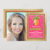 トロピカルハワイアンルアウ(ハワイ式宴会)誕生日パーティーへの招待 招待状 (正面/裏面)