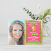 トロピカルハワイアンルアウ(ハワイ式宴会)誕生日パーティーへの招待 招待状 (スタンド正面)