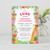 トロピカルハワイアンルアウ（ハワイ式宴会）誕生日 招待状 (スタンド正面)
