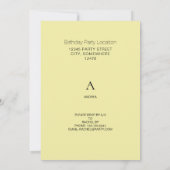 トロピカルハワイアン フローラル バースデー パーティー イエロー 招待状 (裏面)