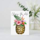 トロピカルハワイアン フローラル パイナップル  日程変更 ポストカード (スタンド正面)