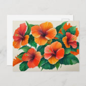 トロピカルハワイオレンジハイビスカスフラワー ポストカード (正面/裏面)