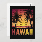 トロピカルハワイサンセットビーチレトロハワイアンパームズ ポストカード (正面/裏面)