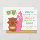 トロピカルハワイティキルアウ(ハワイ式宴会)ビーチ誕生日パーティー 招待状 (正面/裏面)
