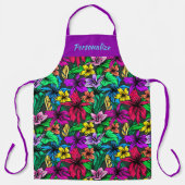 トロピカルハワイビスカスフラワーズフローラデザイン エプロン (正面)