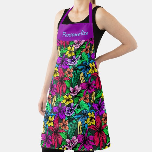 トロピカルハワイビスカスフラワーズフローラデザイン エプロン (インサイチュ)