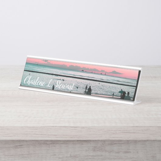 トロピカルハワイビーチデスクネームプレート デスクネームプレート (正面)