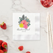 トロピカルハンドドローされたハワイの台本の保存日 縁ありカクテルナプキン (インサイチュ)