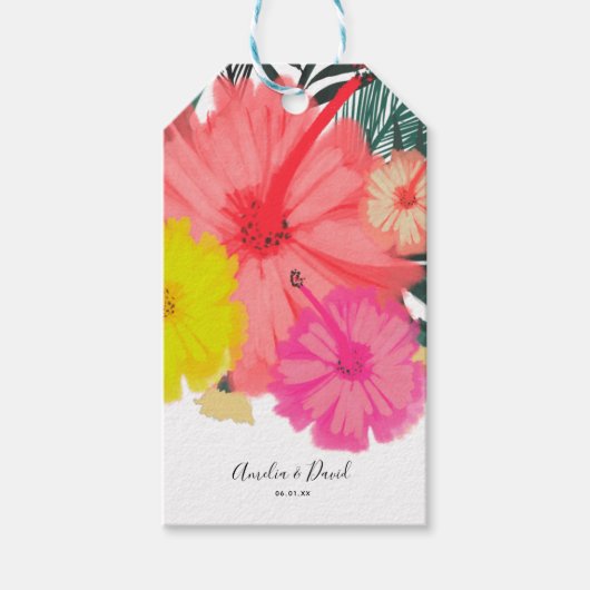 トロピカルハンドドロー結婚ドハワイ ギフトタグ (正面)