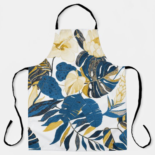トロピカルハンドドロー：クリエイティブシームレスパターン エプロン (正面)