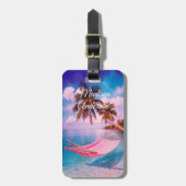 トロピカルハンモックパラダイスパーソナライズされた ラゲッジタグ (正面縦)