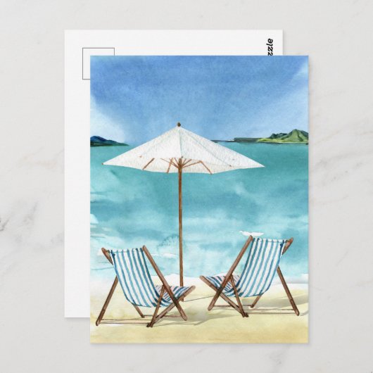 トロピカルバケーションウォーターシースケープビーチ ポストカード (正面/裏面)