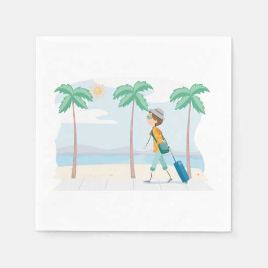 トロピカルバケーショントラベラーおもしろいビーチ旅行 スタンダードカクテルナプキン (正面)