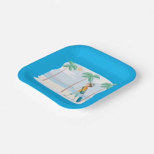 トロピカルバケーショントラベラーおもしろいビーチ旅行 ペーパープレート (傾斜あり)