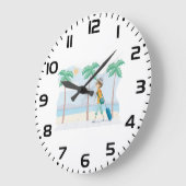 トロピカルバケーショントラベラーおもしろいビーチ旅行 ラージ壁時計 (傾斜)