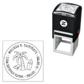 トロピカルバケーションパームサーフボードラウンドアドレス セルフインキングスタンプ (インサイチュ)