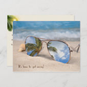 トロピカルバケーション旅行サングラス反射 ポストカード (正面/裏面)