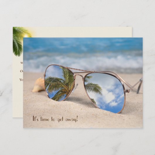 トロピカルバケーション旅行サングラス反射 ポストカード (正面/裏面)