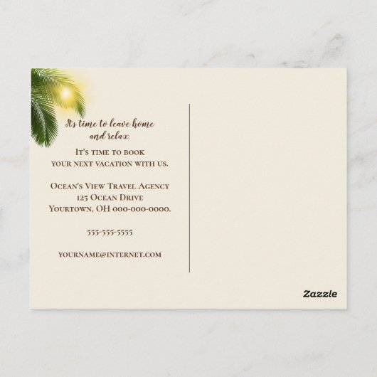 トロピカルバケーション旅行サングラス反射 ポストカード (裏面)