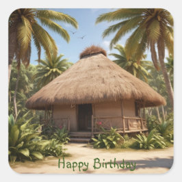 トロピカルバケーション誕生日 スクエアシール