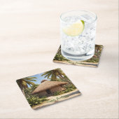 トロピカルバケーション誕生日 スクエアペーパーコースター (インサイチュ)