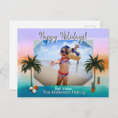 トロピカルバックグラウンド付きホリデーフォトポストカード ポストカード (正面/裏面)