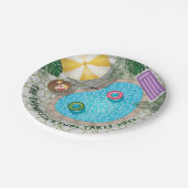 トロピカルバックヤードプールシーンサマープールパーティー ペーパープレート (アングル)