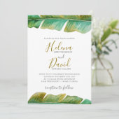トロピカルバナナの葉 ウェディング招待状 招待状 (スタンド正面)