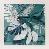 トロピカルバナナスモンステラ：ファッショナブルなシームレス。 ジグソーパズル (横)