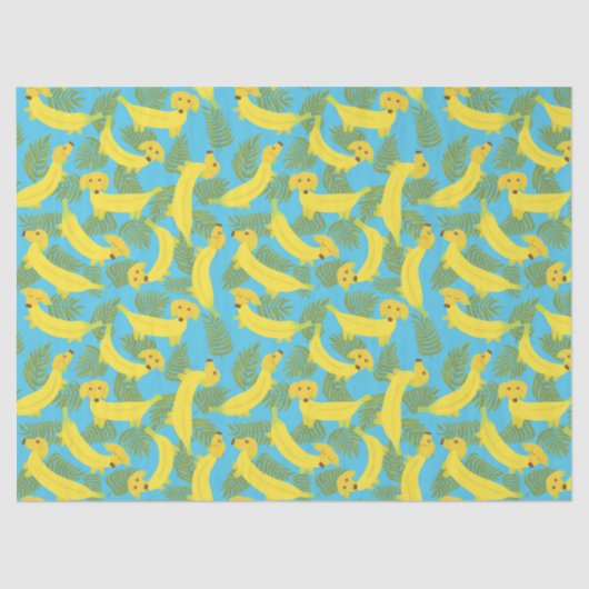 トロピカルバナナドッグスパターン(の模様が)あるかわいい 薄葉紙 (正面)