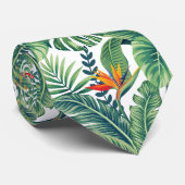 トロピカルバナナモンステラ葉パーム&フラワー ネクタイ (ロール)