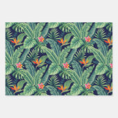 トロピカルバナナモンステラ葉パーム&フラワー ラッピングペーパーシート (正面3)