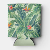 トロピカルバナナモンステラ葉パーム&フラワー 缶クーラー (正面)