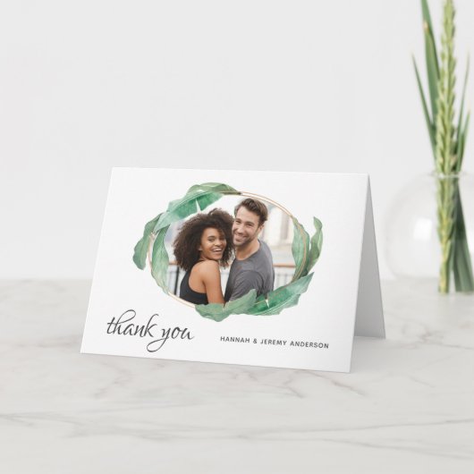 トロピカルバナナリーフの写真入り感謝カード サンキューカード (正面)