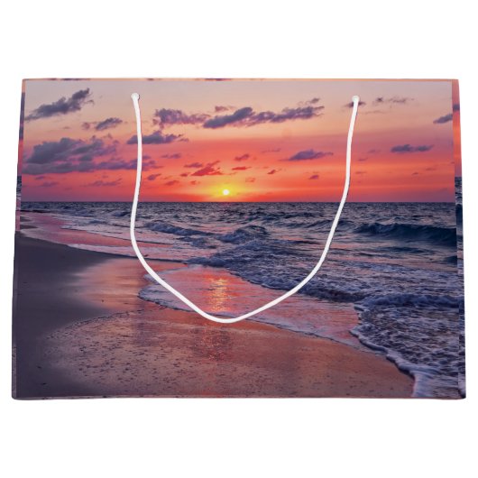 トロピカルバハマサンセットパラダイスビーチ ラージペーパーバッグ (正面)