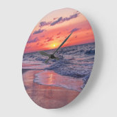 トロピカルバハマサンセットパラダイスビーチ ラージ壁時計 (傾斜)