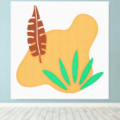 トロピカルバランス – 抽象芸術植物葉芸術 キャンバスプリント (インサイチュ (ウッドフロア))