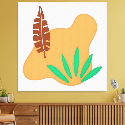 トロピカルバランス – 抽象芸術植物葉芸術 キャンバスプリント (インサイチュ (リビング))