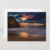 トロピカルバリゴールデンサンセットシービーチエスケープ ポストカード (正面/裏面)