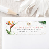 トロピカルバルミツワー金ゴールドパームウォーターカラーアドレス ラベル (インサイチュ)