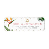 トロピカルバルミツワー金ゴールドパームウォーターカラーアドレス ラベル (正面)