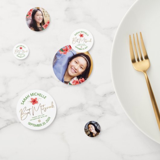 トロピカルバルミツワー3フォトグリーン金ゴールドフローラ コンフェッティ (グループ)