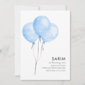 トロピカルバルーンシンプルの最初の誕生日の招待 招待状 (正面)