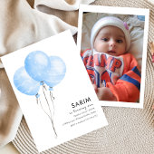 トロピカルバルーンシンプルの最初の誕生日の招待 招待状