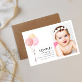 トロピカルバルーン シンプルなファーストバースデー  招待状